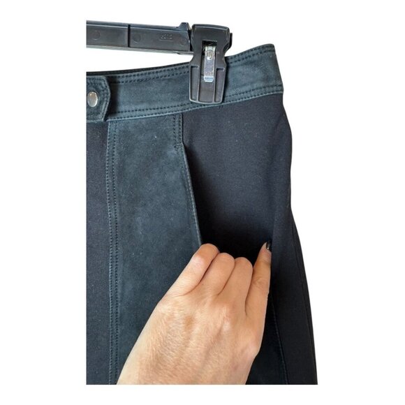 Theory Skirt Women 6 Black Suede Detail Snap Front A Line Slyn Skirt Corpcore - Picture 6 of 8